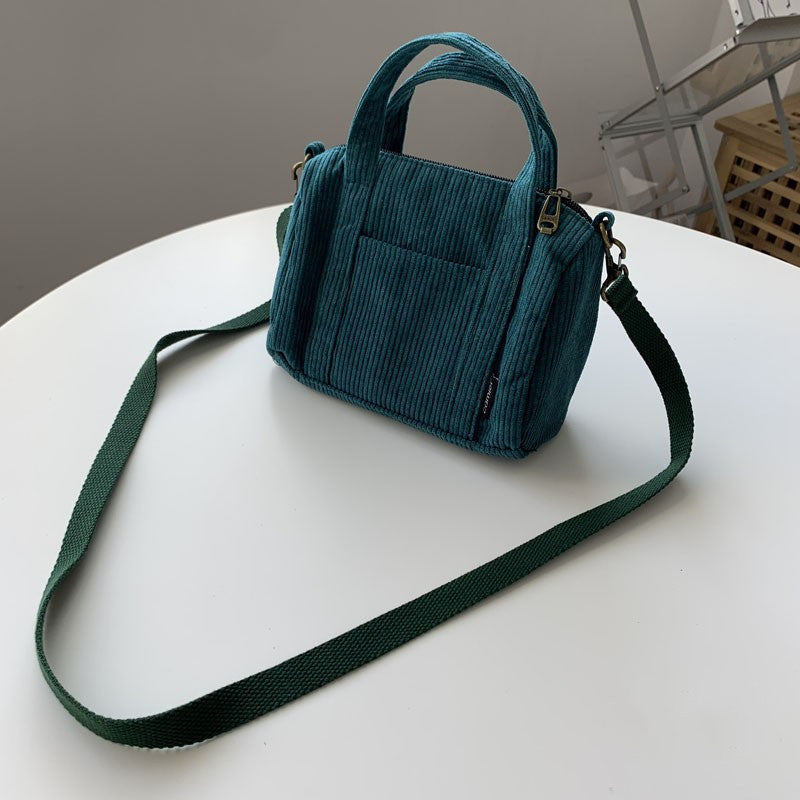 Mini Corduroy Tote Shoulder Crossbody Bag