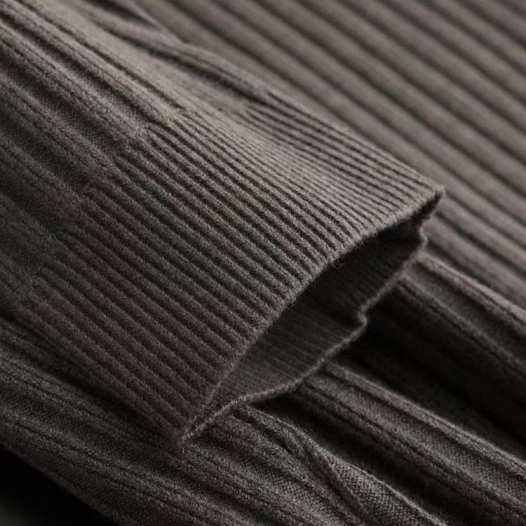 Lapel Knitted Polo Shirt Warm Bedford Cord Sweater Men's Half Zipper Knitted Top