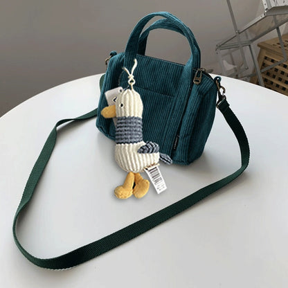 Mini Corduroy Tote Shoulder Crossbody Bag