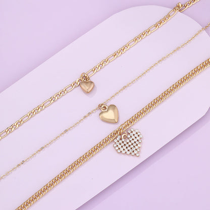 Fashion Heart Pendant Layered Necklace Sweater Chain