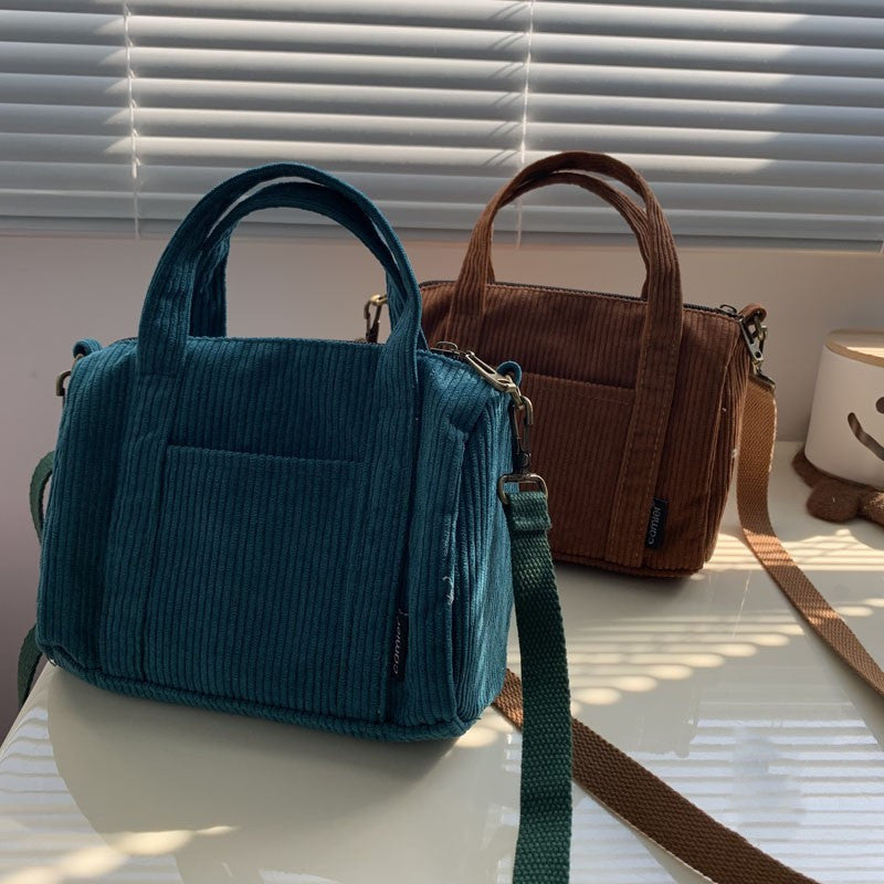 Mini Corduroy Tote Shoulder Crossbody Bag